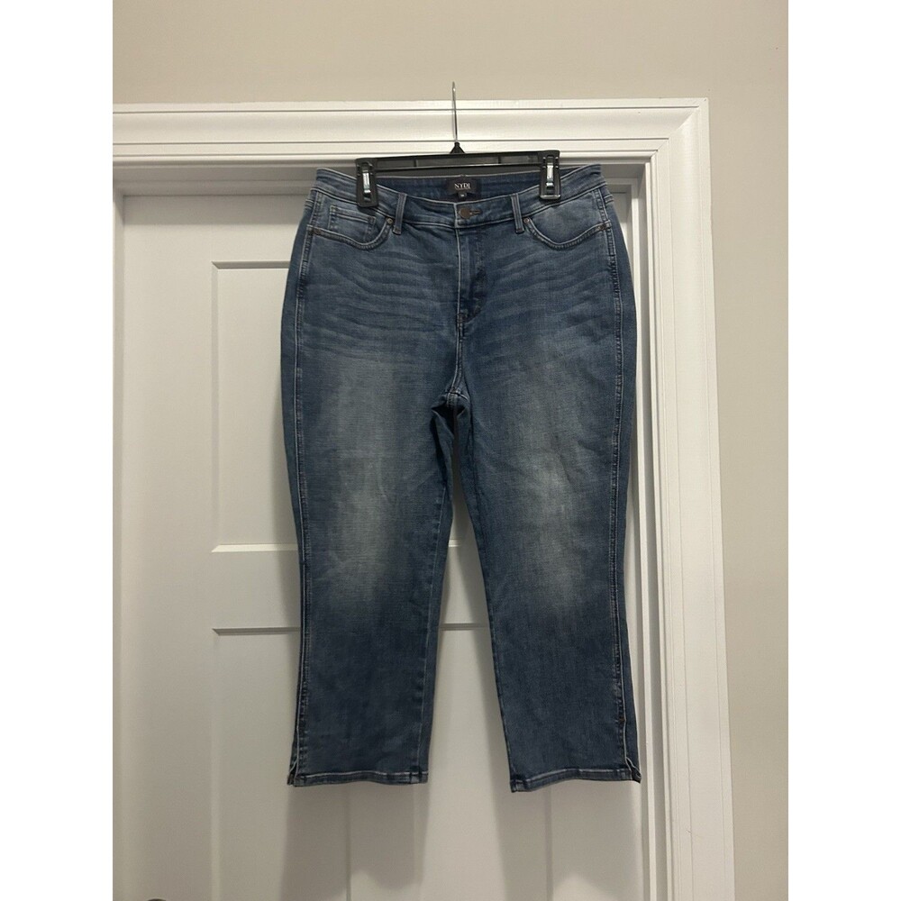 NYDJ Capri Denim Med Blue Jeans Size 14  Stretch Cropped Pants Slimming Shaping